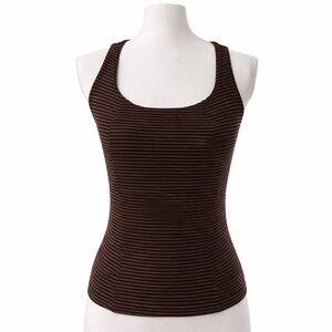 Cinq Sexy Little Crop Top S Black Copper Striped Y2K Ribbed Stretch Fitted Tank
